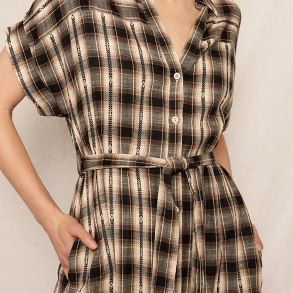 NWT Buffalo Plaid Belted Dress - Picture 2 of 4